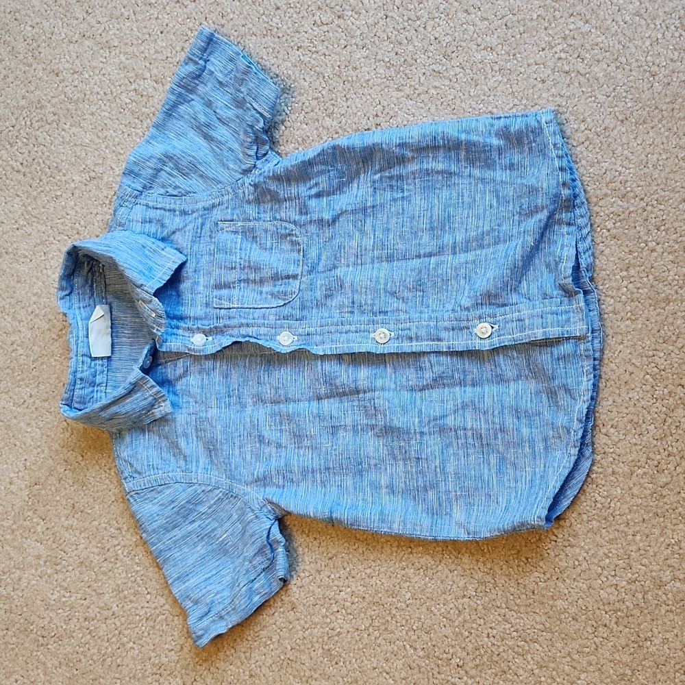 Toddler boy button down linen t-shirt, size 18-24 months